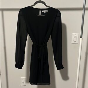 Naked Zebra Black Waist Tie Dress